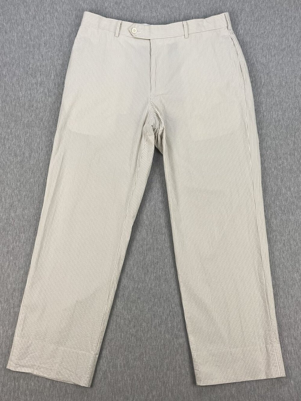 Brooks Brothers 346 Seersucker Pants Mens 34x29 Madison Fit Beige Striped Cotton